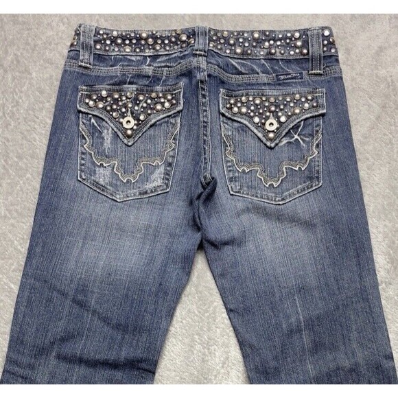 Miss Me JP42885 Bootcut Women's Embellished Studded Low-Rise Jeans Size 28 - Picture 4 of 15